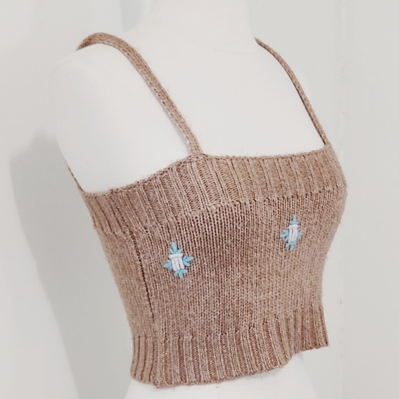 Hazel Moon Tops - Hazel Moon, Knit, floral, crop top, y2k, retro, cottagecore